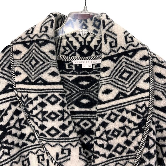 Veronica Beard Wool Sweater Jacket Shawl Collar Belt Aztec Tribal Jacquard Large - Picture 8 of 16